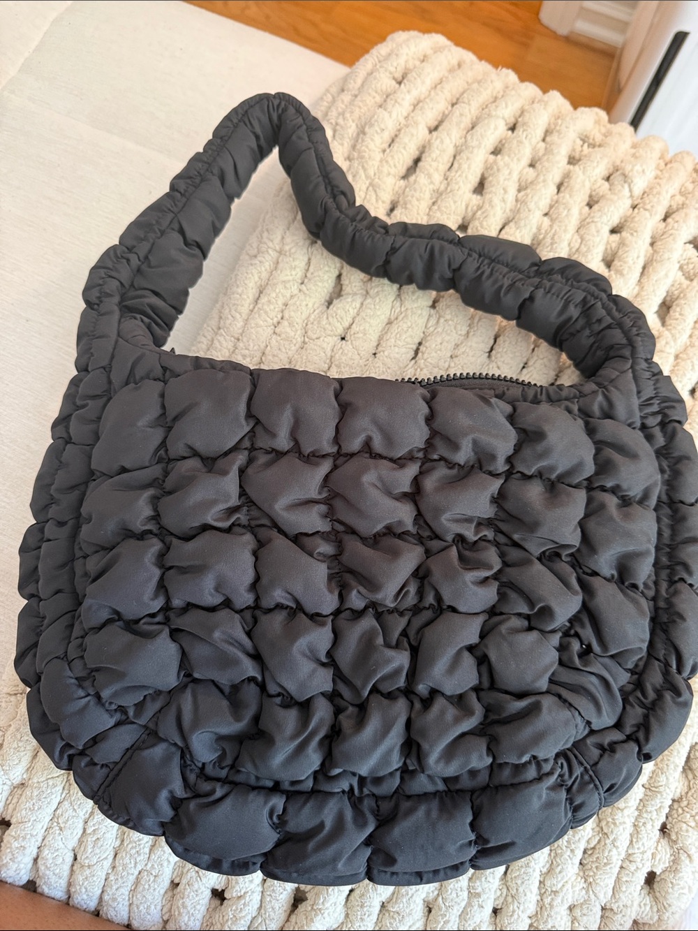COS Black Quilted Puff Shoulder Bag